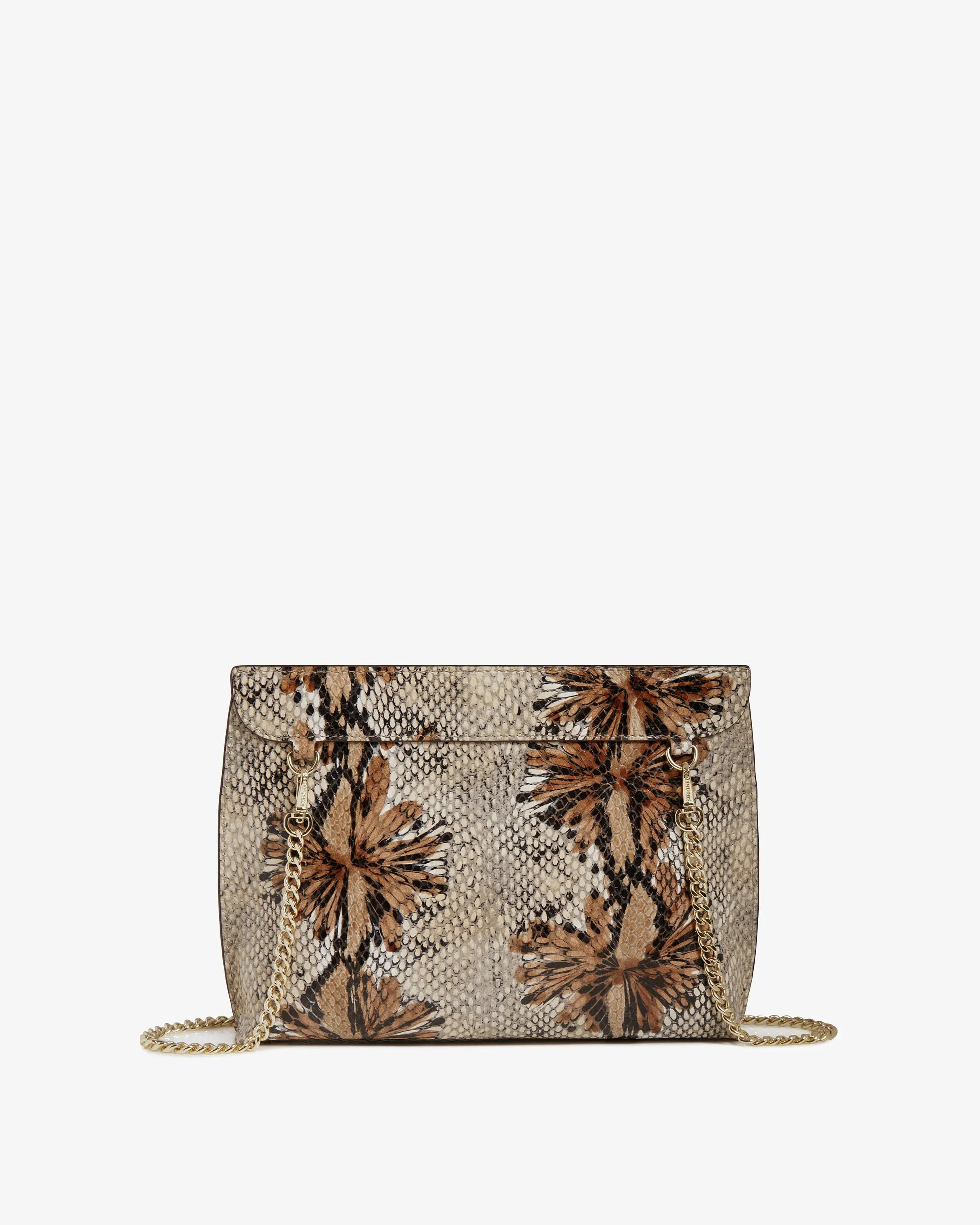 Stylist - Floral Snake-Embossed Leather Chocolate