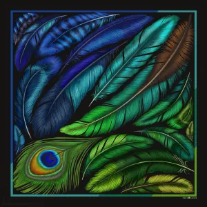 The Iridescent Feather Silk Scarf | 130x130cm [Preorder]