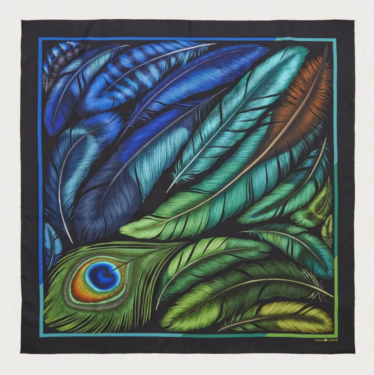 The Iridescent Feather Silk Scarf | 130x130cm [Preorder]