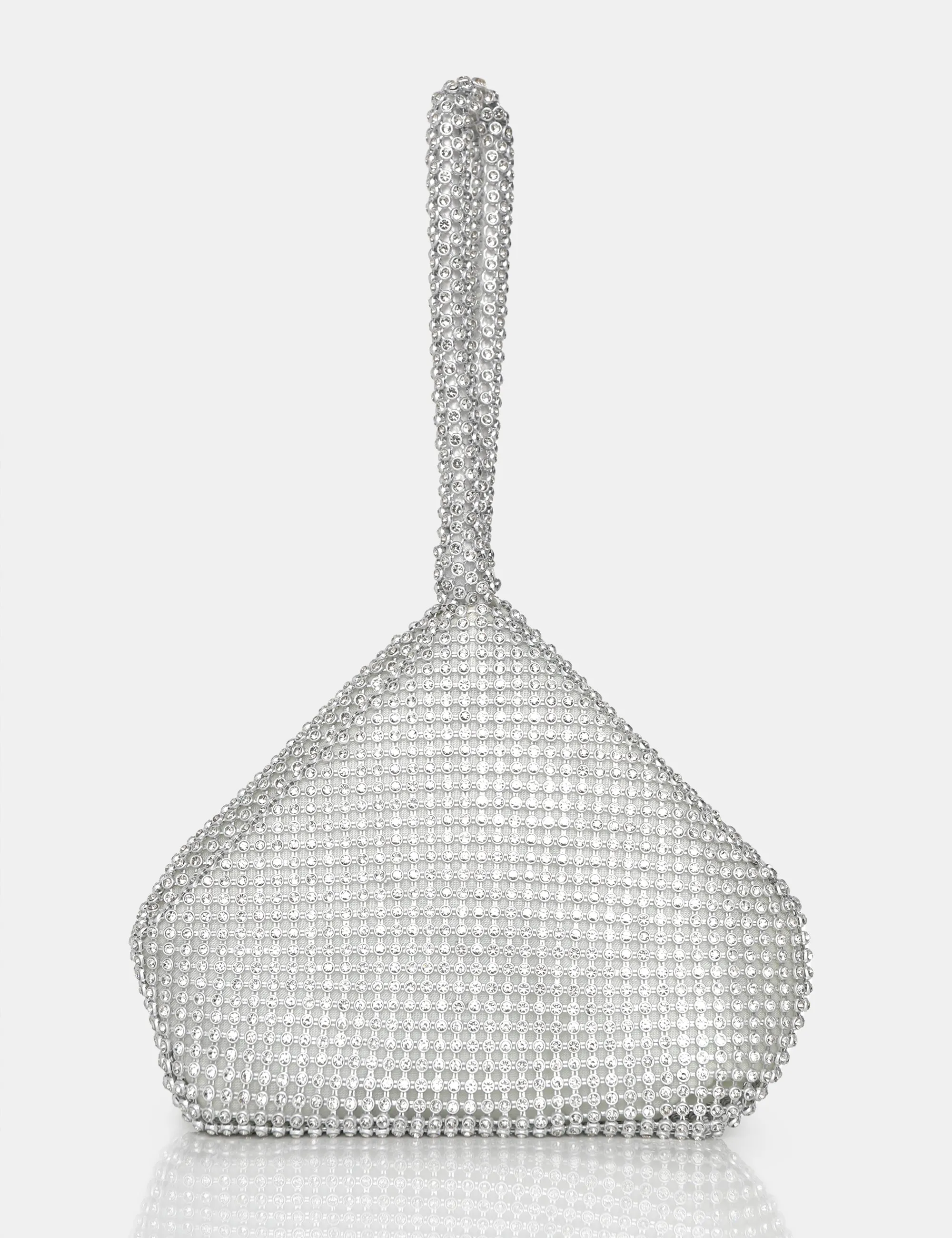 The Marilyn Silver Diamante Mini Pouch Party Bag