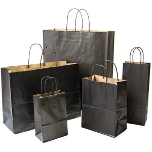 Tinted Recycled Kraft Shopping Bags -8.00" x 4.75" x 10.25"- (Black)