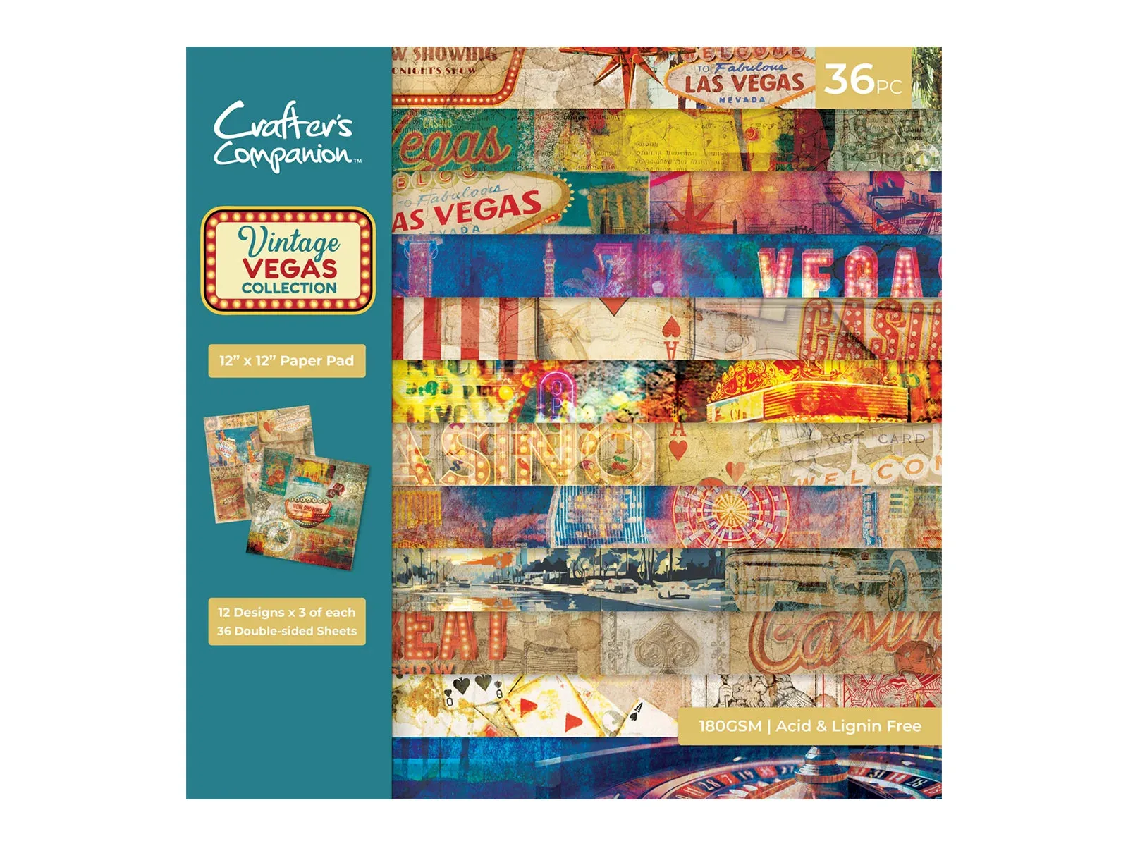 Vintage Vegas 12”x12” Paper Pad 