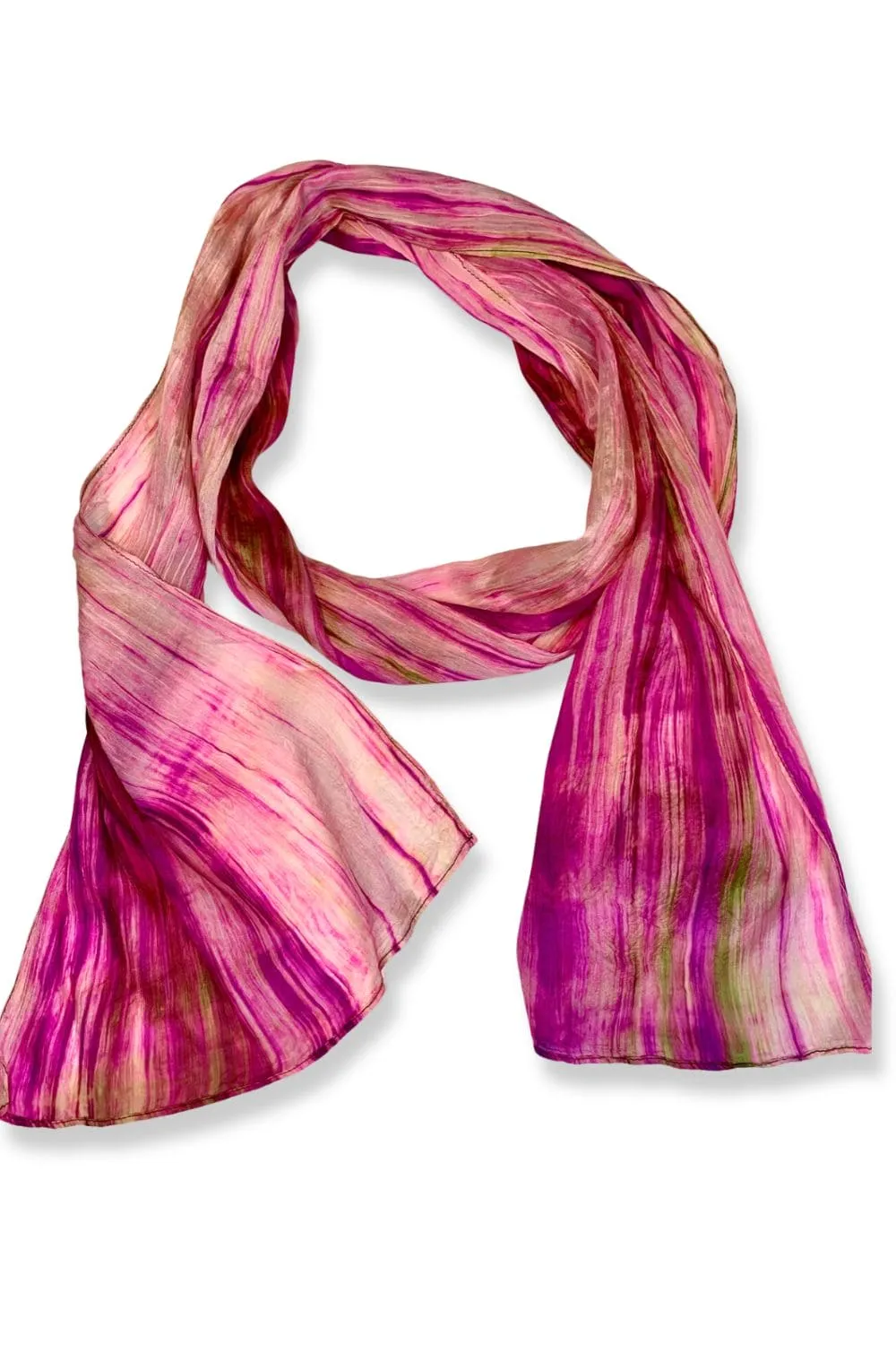 Watercolor Skinny Scarf Magenta Olive