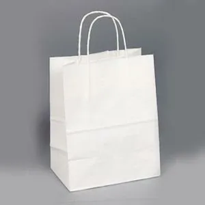 White Kraft Shopping Bags. - 10.00" x 5.00" x 13.00"