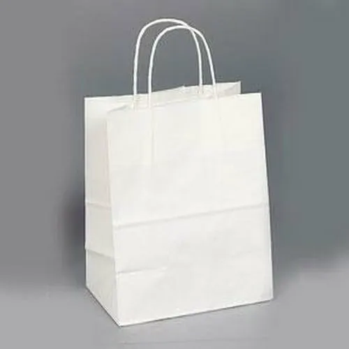 White Kraft Shopping Bags - 10.00" x 6.70" x 14.00"