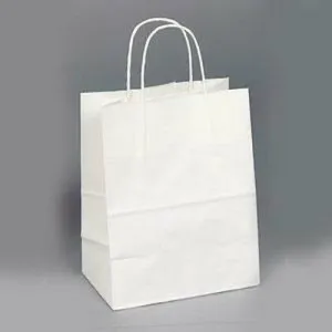 White Kraft Shopping Bags - 10.00" x 6.70" x 14.00"