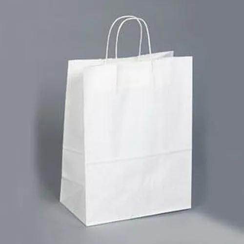 White Kraft Shopping Bags. - 13.00" x 7.00" x 17.00