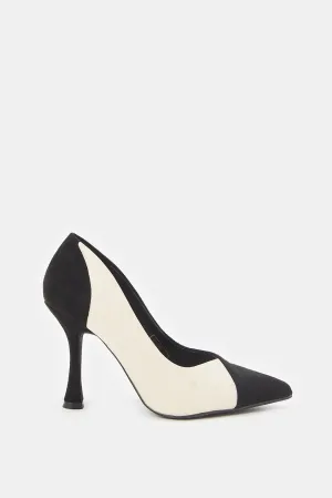 Women Black And Beige Court Shoes