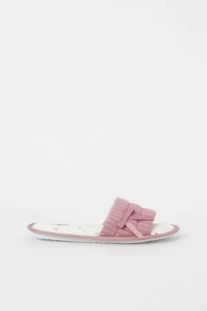 Women Pink Print Slipper With Bow