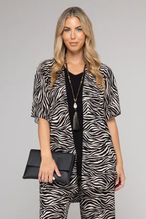 Zebra Print Jersey Short Sleeve Kimono